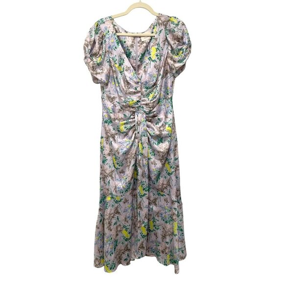Cinq a Sept Walker Floral Midi Ruched Dress Size 10 NWT MSRP: $395 - Picture 6 of 13